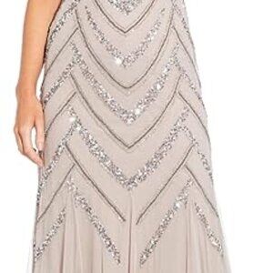 Adrianna Papell Beaded Maxi Dress in Silver